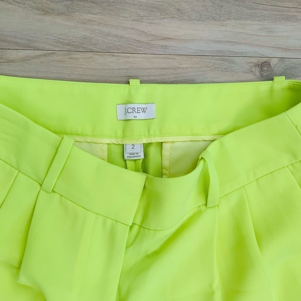 J Crew Spring Chartreuse Neon Green Pants - Picture 4 of 8